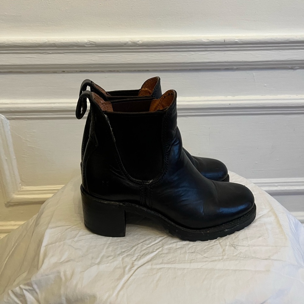 Frye Black Leather Ankle Boots